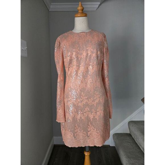 Nwt Dress the Population Longsleeve Lace Sequin Mini Cocktail Dress size S - Picture 1 of 6